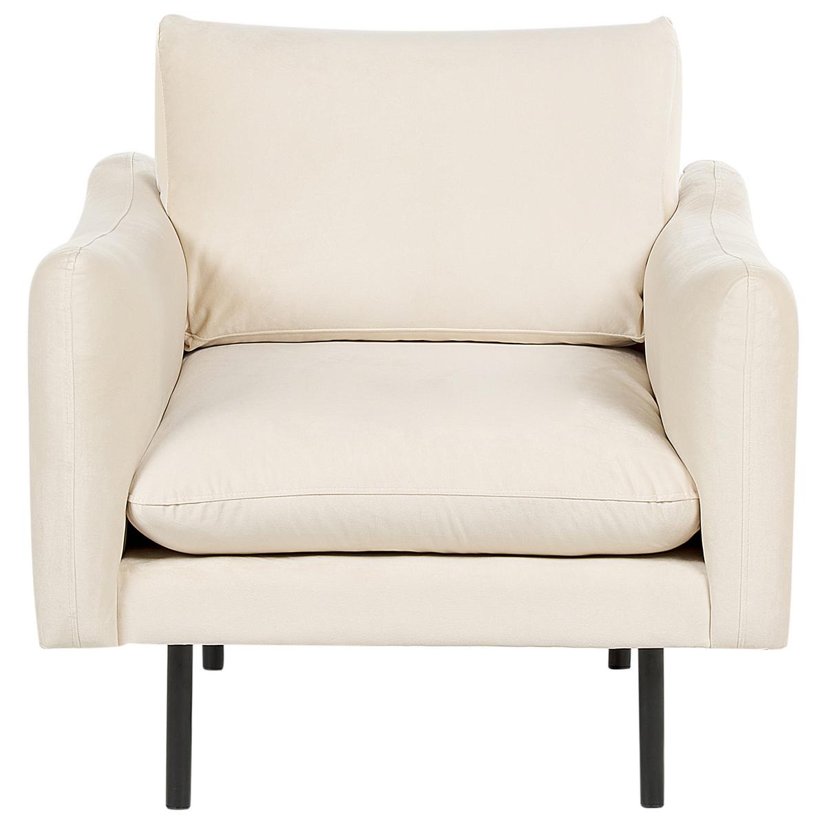 SOFA-SET 5-Sitzer Samtstoff Hellbeige mit Ottomane Vinterbro - Beige/Schwarz, Textil (220/85/85cm) - Beliani