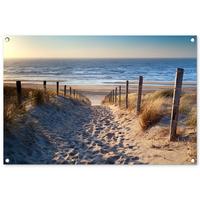 GARTENPOSTER Strand - Meer - Niederlande - Dünen - Sonne Gartendeko 90x60 cm - Sandfarben, Kunststoff (90/60/0.2cm) - OnlyWow