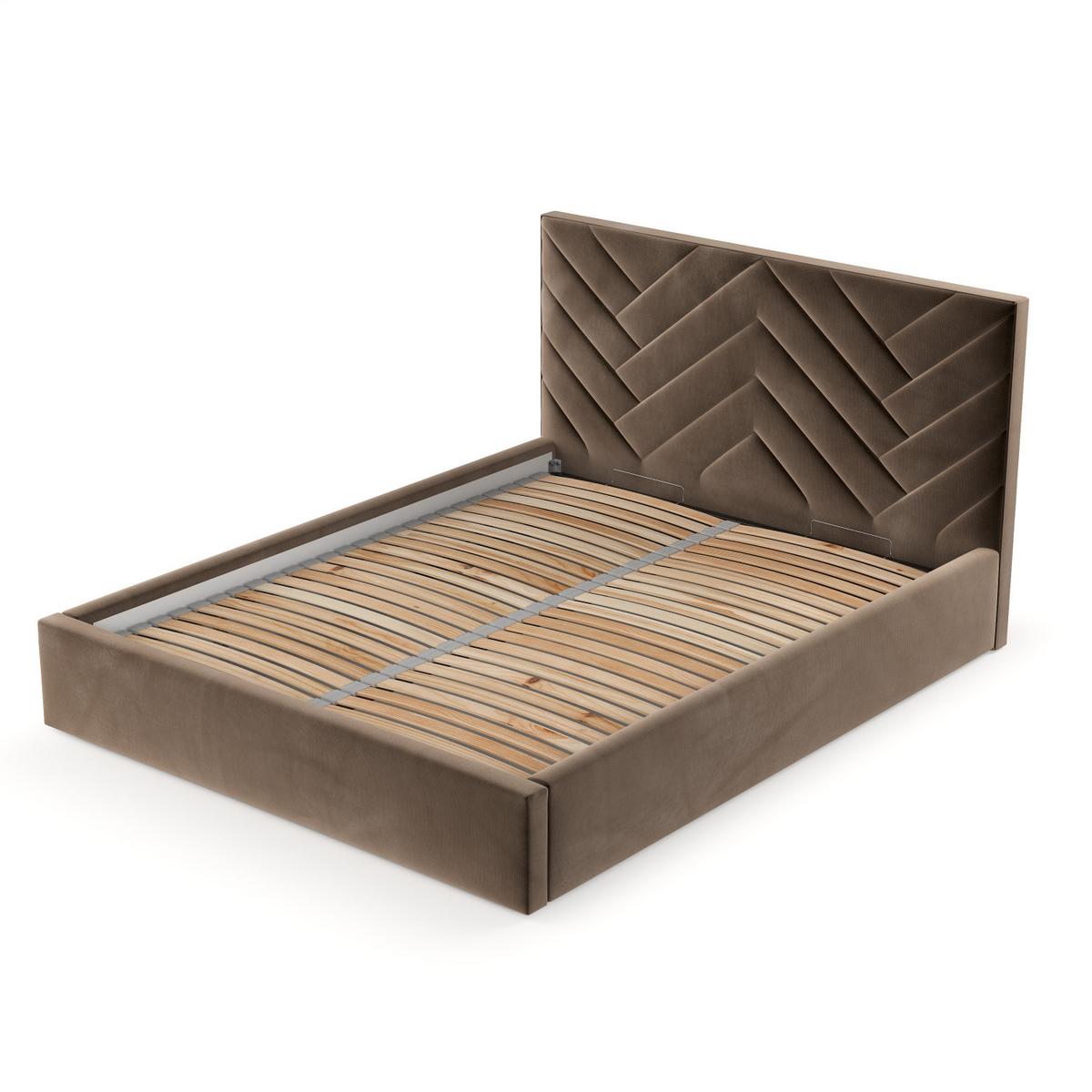 POLSTERBETT Arco 140/200 cm Braun im Paros Stoff - Schwarz/Naturfarben, Holz/Holzwerkstoff (140/200cm) - AltaBeds