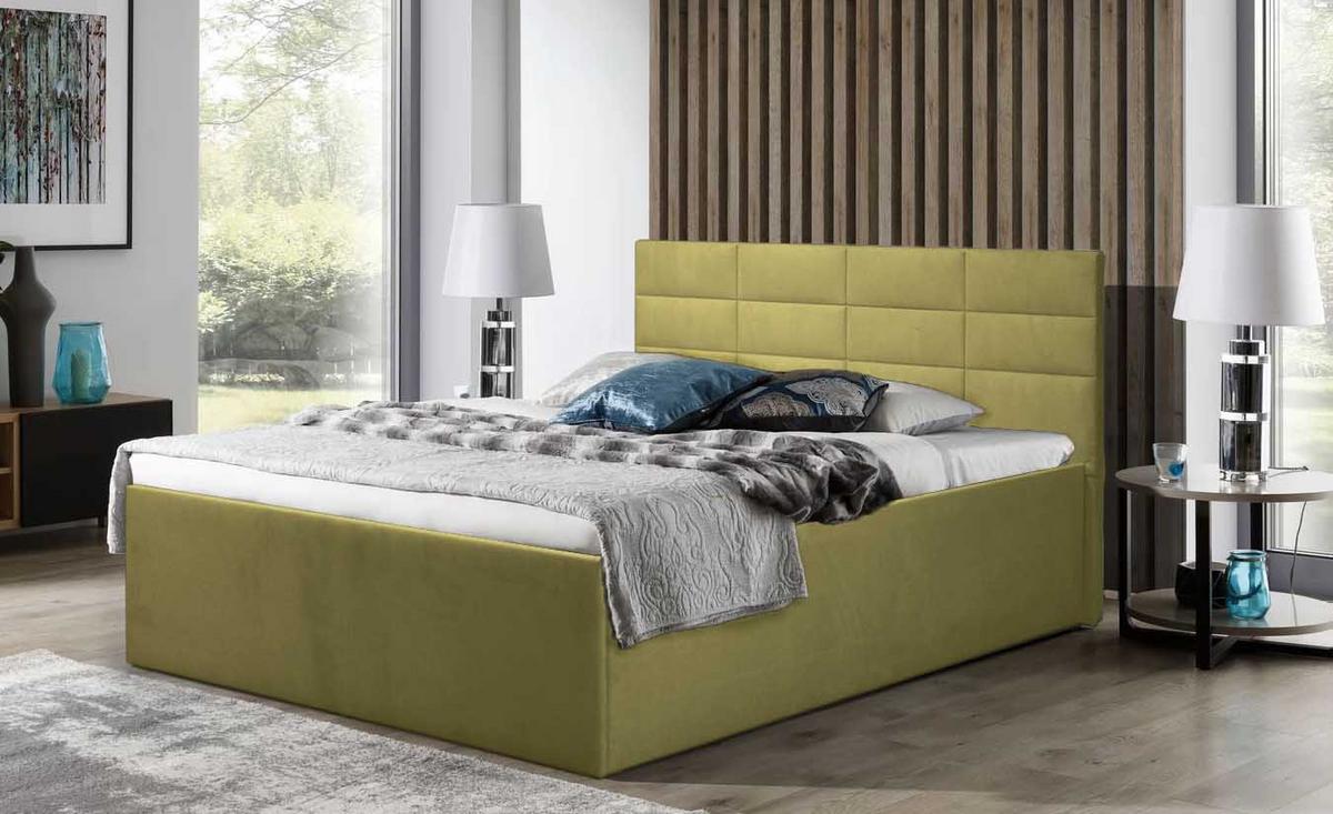 POLSTERBETT Athena Gelb-Gold 100 x 200 x 32 cm Stauraum ohne hydraulische Funktion Mit hochwertiger Matratze H2 (bis 100 kg) und Lattenrost - Goldfarben, Holz (100/200cm) - Halmon Schlafkomfort Betten 