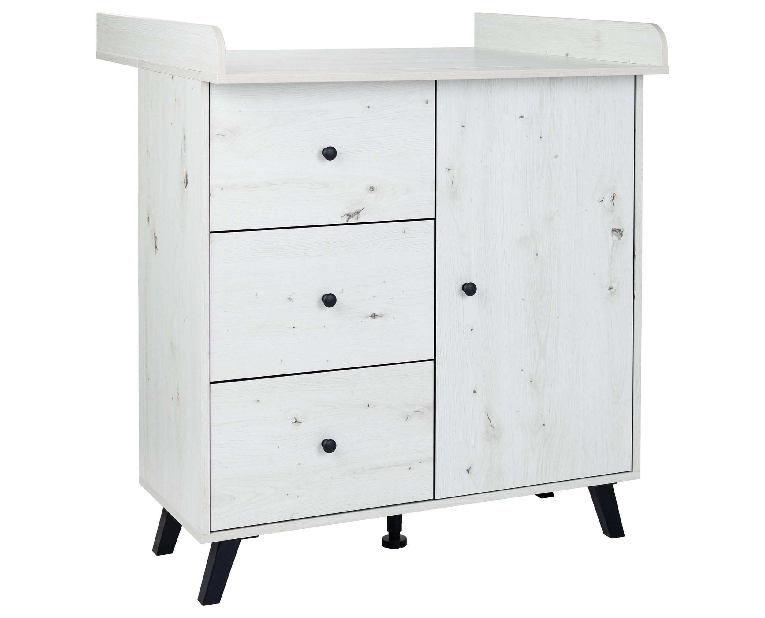 WICKELKOMMODE Lavea Landhausstil White Oak - Schwarz/Weiß, Holzwerkstoff/Kunststoff (88/100/75cm) - arthur berndt