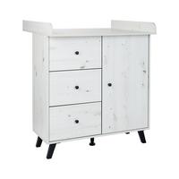 WICKELKOMMODE Lavea Landhausstil White Oak - Schwarz/Weiß, Holzwerkstoff/Kunststoff (88/100/75cm) - arthur berndt