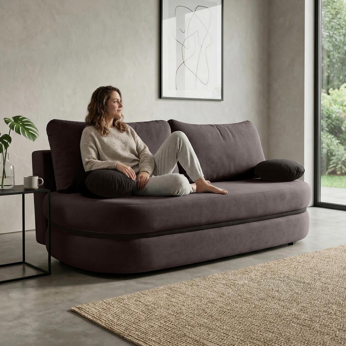 SCHLAFSOFA Valio 3-Sitzer mit Schlaffunktion, Braun - Braun, Textil (211/93/103cm) - Beautysofa