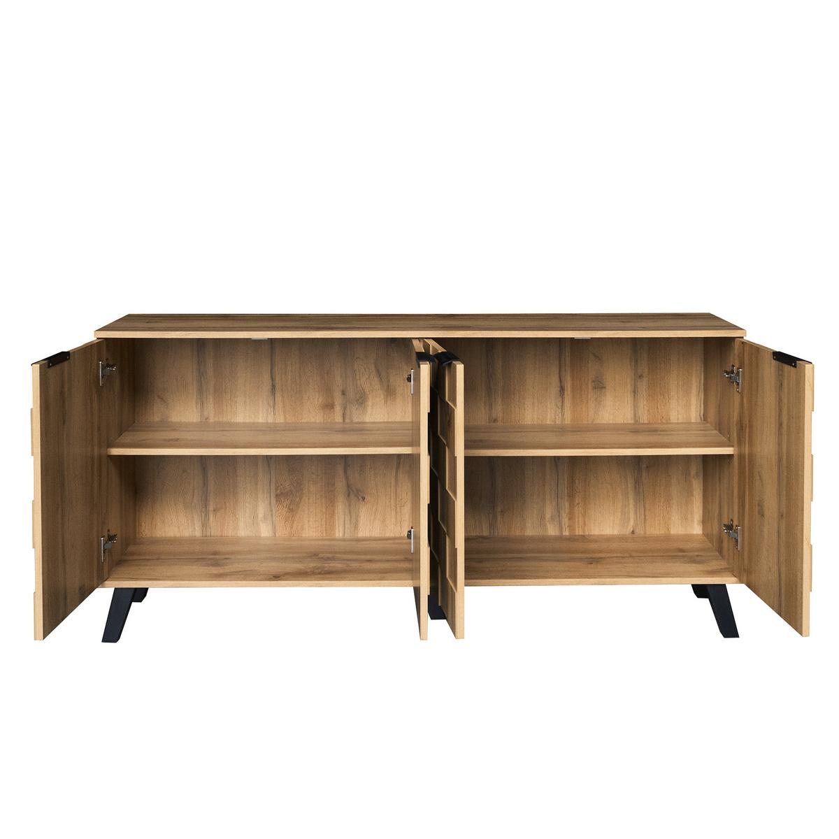 SIDEBOARD in Eiche Optik Stil mit 3 Türen, 160.5/35.5/78cm - Braun, Holzwerkstoff (35/78/161cm) - Urban Meuble