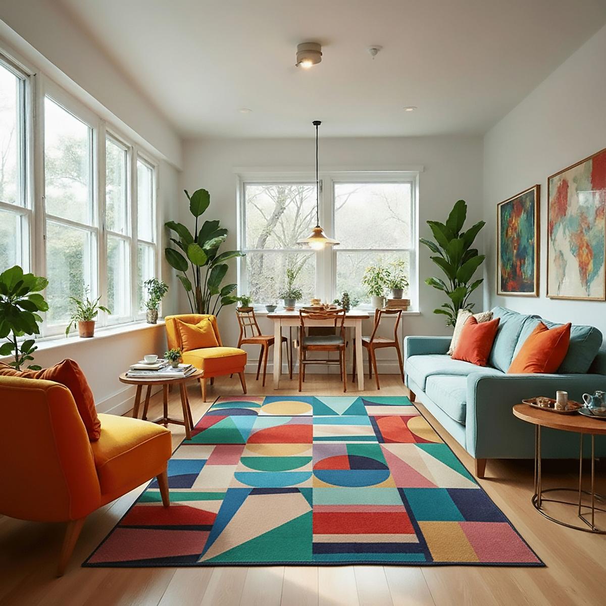 WOLLTEPPICH DAHLIA, geometrisch, aus Wolle, Bunt, 140 x 200 cm - Multicolor, Textil (200/140cm) - KADIMA DESIGN