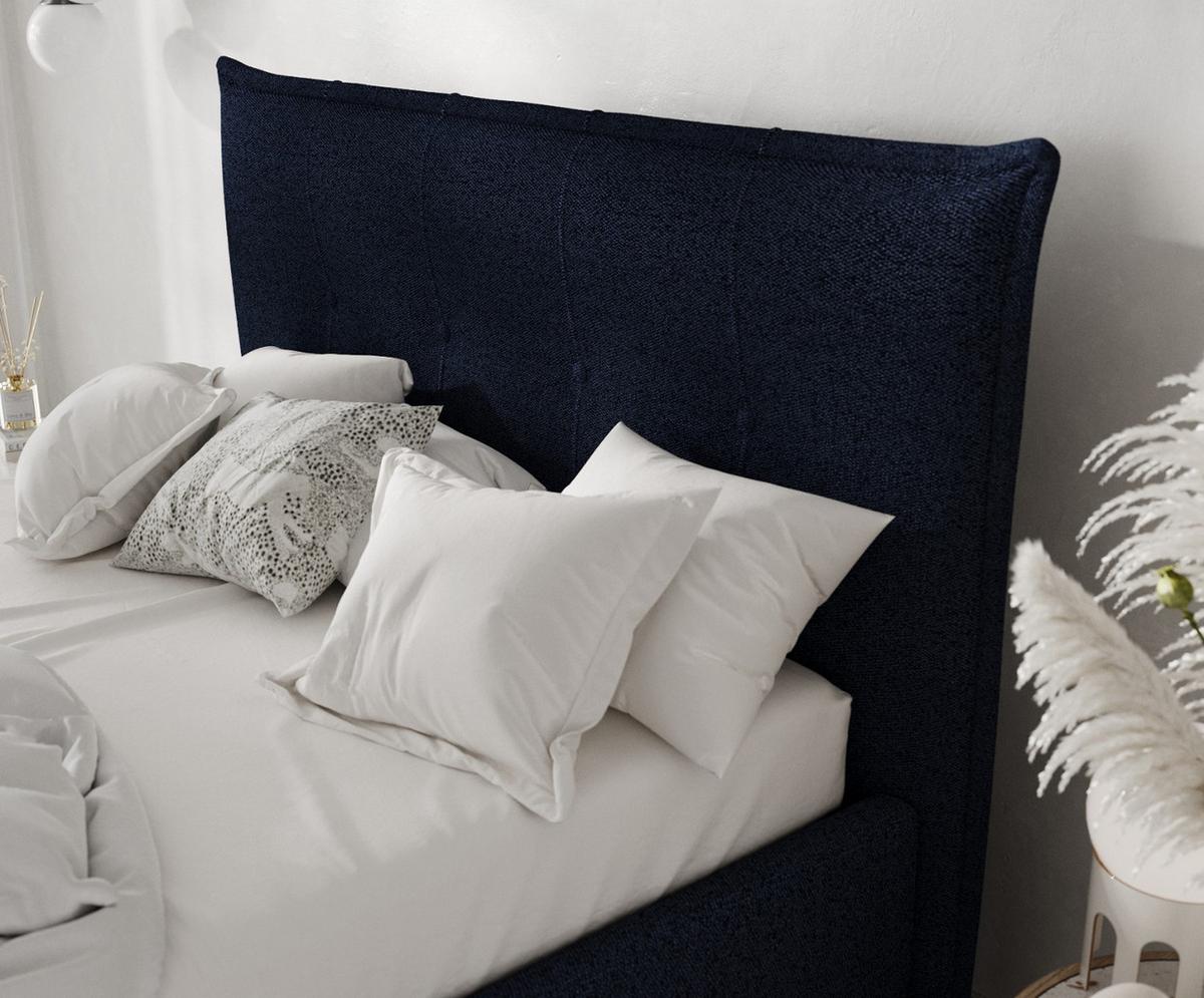 POLSTERBETT Plaza 180/200 cm Marineblau im Riva Stoff - Naturfarben/Dunkelblau, Holz/Holzwerkstoff (180/200cm) - AltaBeds