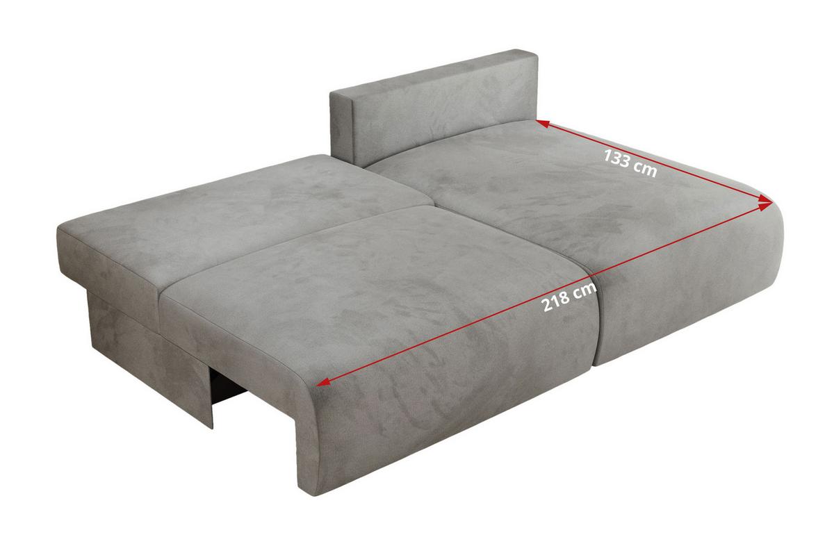 ECKSCHLAFSOFA VIVO L Hellgrau Velvet - rechts - Hellgrau/Schwarz, Kunststoff/Textil (150/223cm) - MKS
