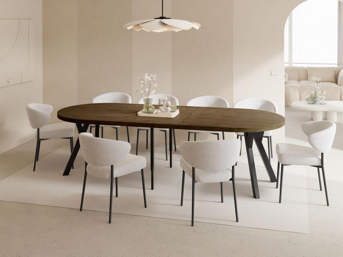 ESSTISCH Twixy XXL groß rund oval ausziehbar, Eiche Braun Rustikal 100-250/100/76 cm - Alteiche/Schwarz, Holz/Holzwerkstoff (100/250/76cm) - WFL GROUP