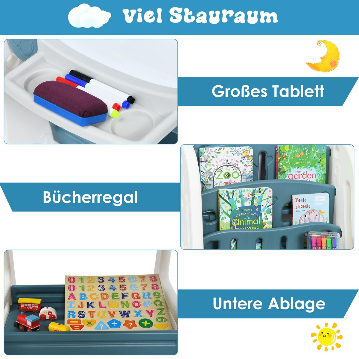 KINDERSTAFFELEI Blau - Blau, Kunststoff (62.5/100/53cm) - COSTWAY
