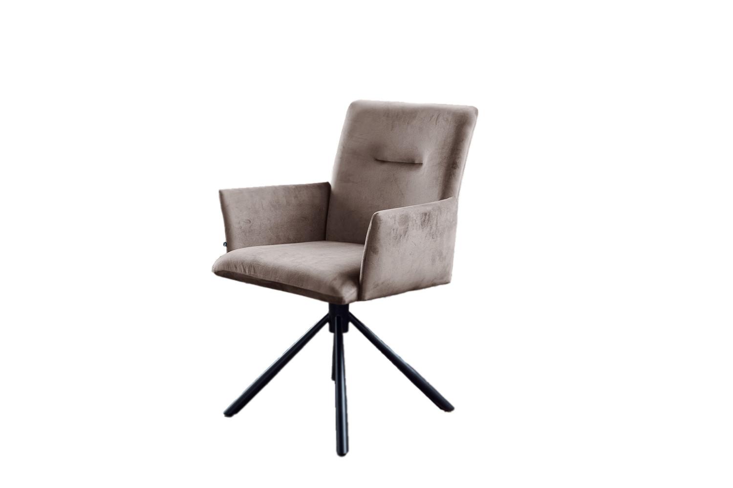 ESSZIMMERSTUHL KYRA Taupe Velvet Drehbar (360°) (1er-Set) - Taupe, Kunststoff/Textil (64/88/61cm) - KAWOLA