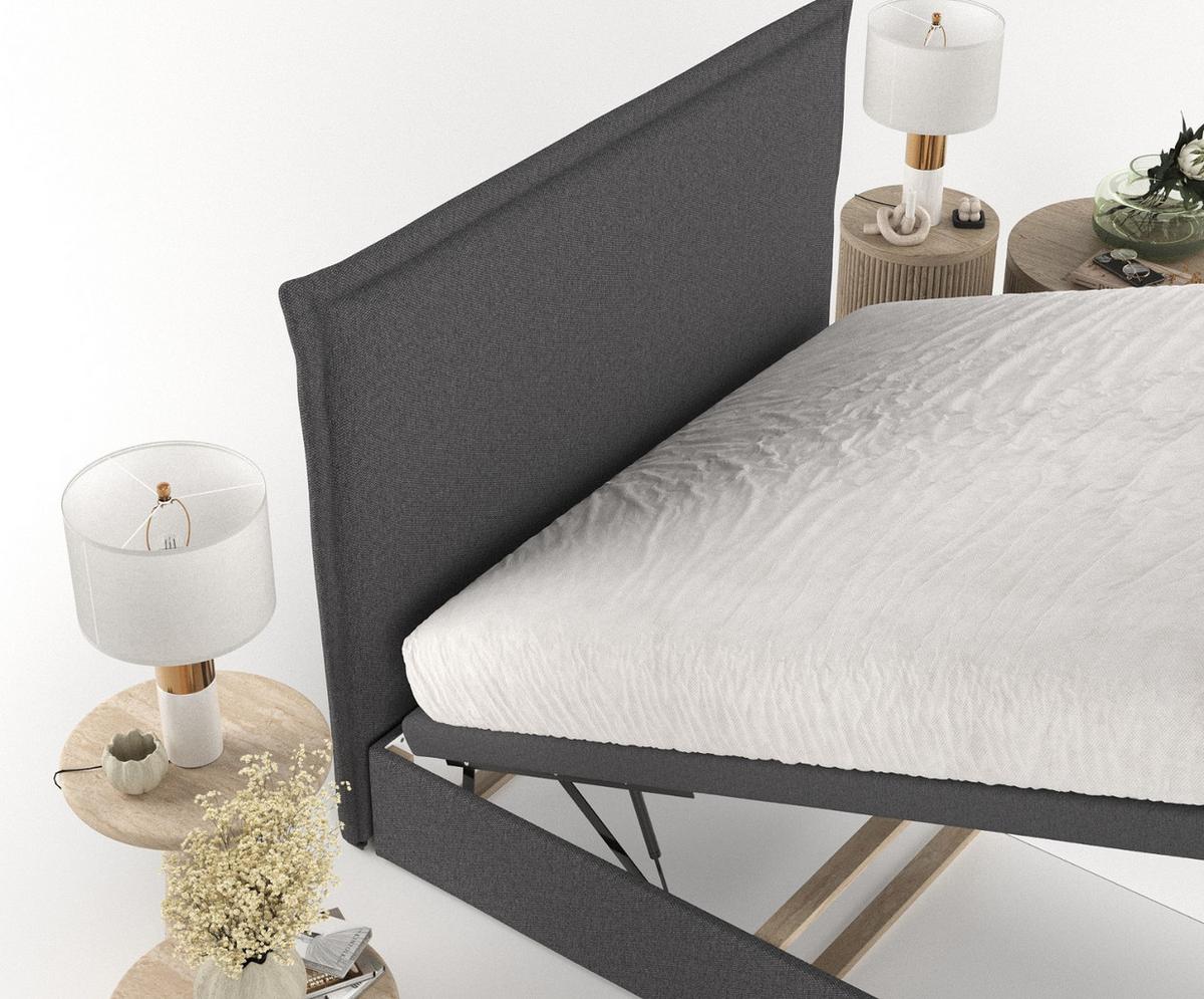 POLSTERBETT Eliot mit Stauraum 140/200 cm Anthrazit im Megan Stoff - Anthrazit/Schwarz, Holz/Holzwerkstoff (140/200cm) - AltaBeds
