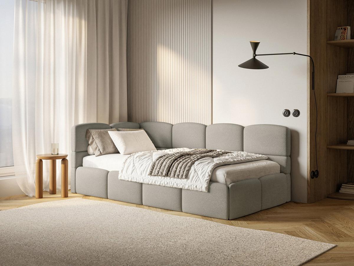 JUGENDBETT Cloudy Hellbraun 120 x 200 cm - Hellbraun/Schwarz, Kunststoff/Textil (120/200cm) - Selsey