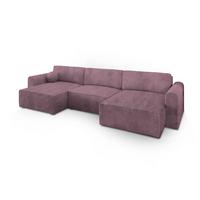 WOHNLANDSCHAFT FENTO P Lila Kordstoff mit Schlaffunktion - Lila/Grau, Holz/Kunststoff (347/90/148cm) - MASSENO