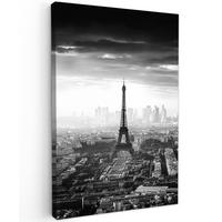 LEINWANDBILD Paris - Skyline - Eiffelturm - Stadt - Wolken Wanddeko Schlafzimmer 60x90 cm - Dunkelgrau, Textil (60/90cm) - MuchoWow