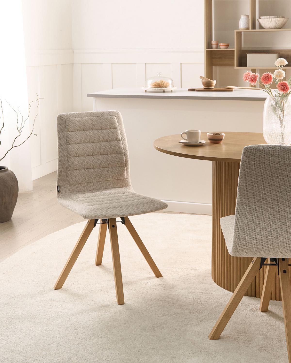 ESSZIMMERSTUHL Beige Rox - Beige/Braun, Textil (64/91/65cm) - Beliani