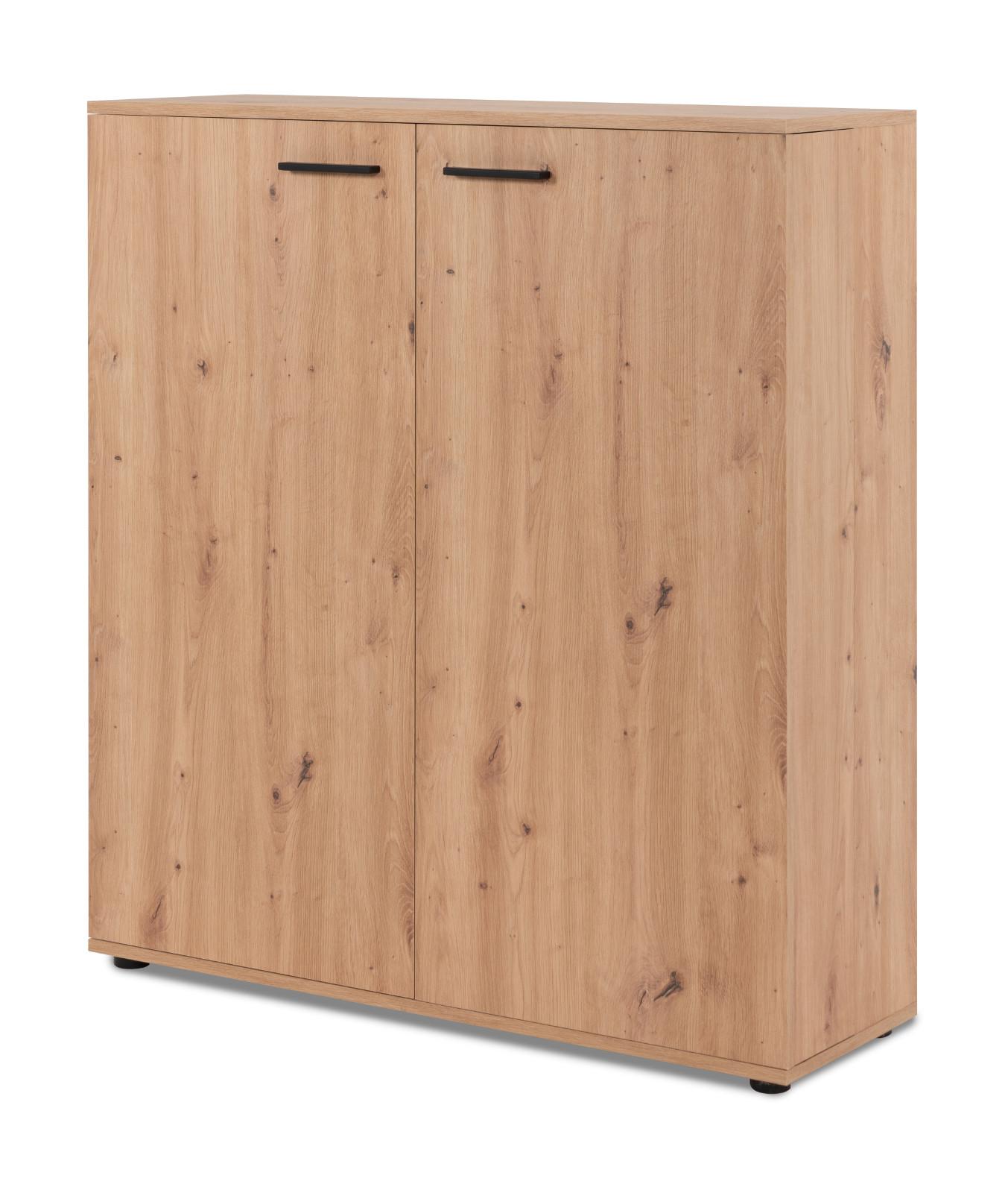 SCHUHSCHRANK Eiche Artisan 100 cm, Schuhkommode aufklappbar mit 12 Fächern - Schwarz/Eiche Artisan, Holzwerkstoff/Kunststoff (100/110/34cm) - Furn.Design
