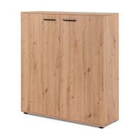 SCHUHSCHRANK Eiche Artisan 100 cm, Schuhkommode aufklappbar mit 12 Fächern - Schwarz/Eiche Artisan, Holzwerkstoff/Kunststoff (100/110/34cm) - Furn.Design