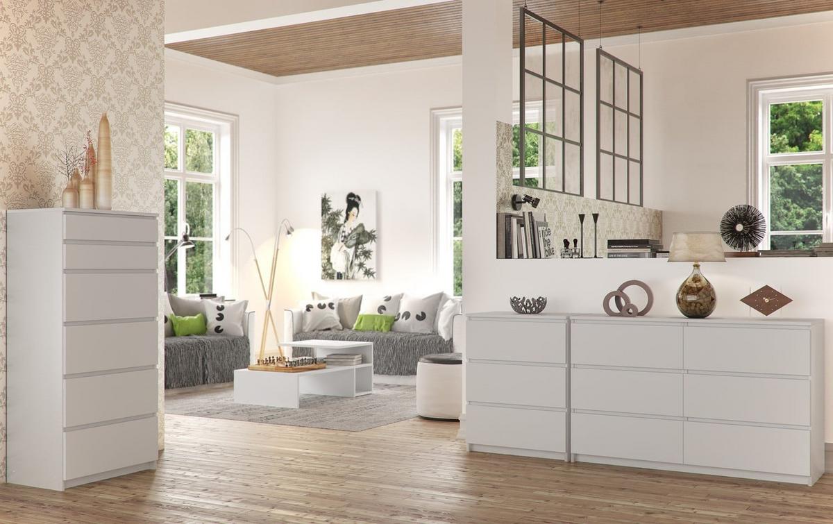 KOMMODE Weiß 130/60/40 - Weiß, Holzwerkstoff (60/130/40cm) - RAUMHIRSCH FURNITURE