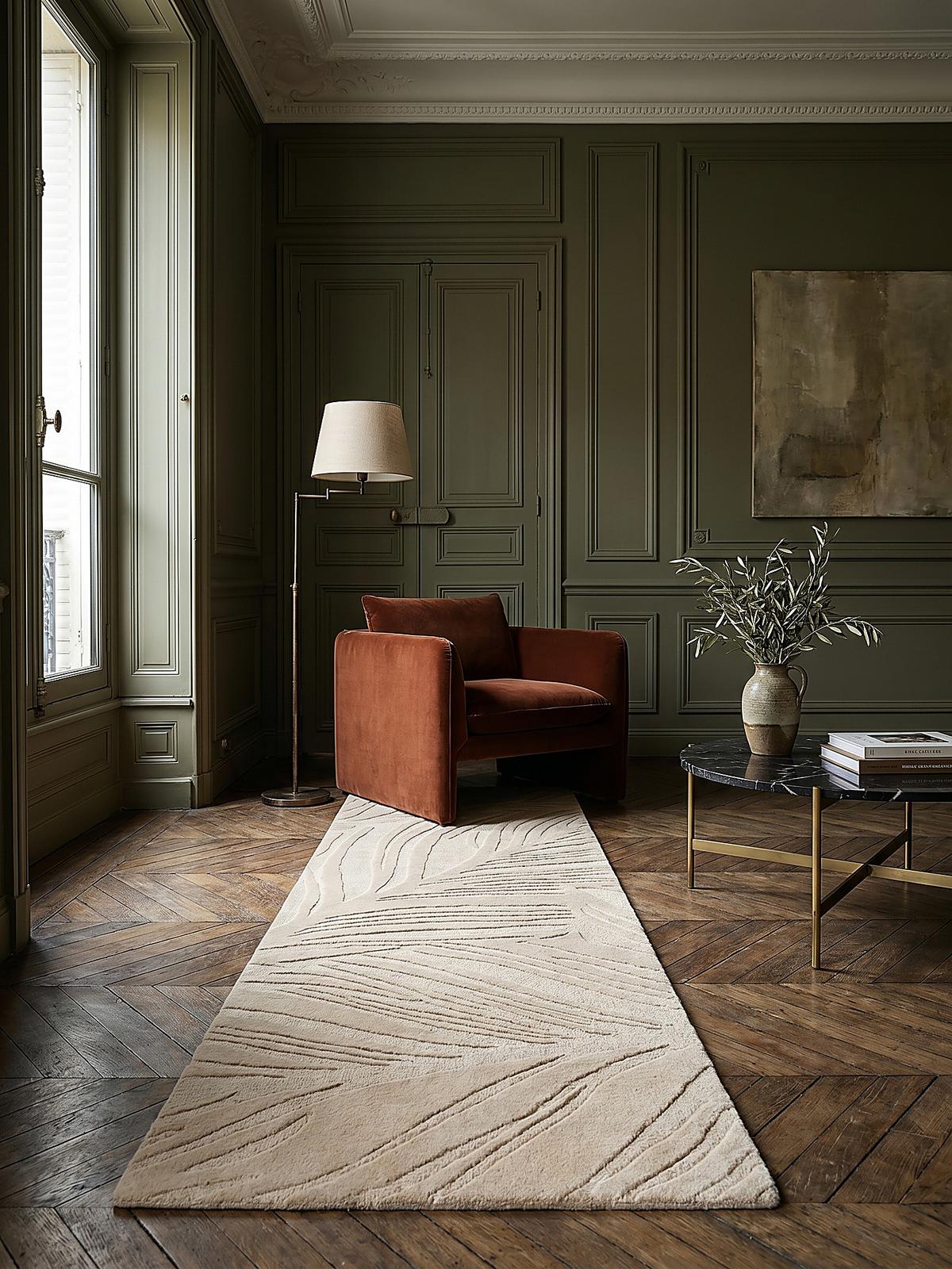 WOLLTEPPICH LEVEN, floral, Beige, 60 x 230 cm - Beige, Textil (230/60cm) - KADIMA DESIGN