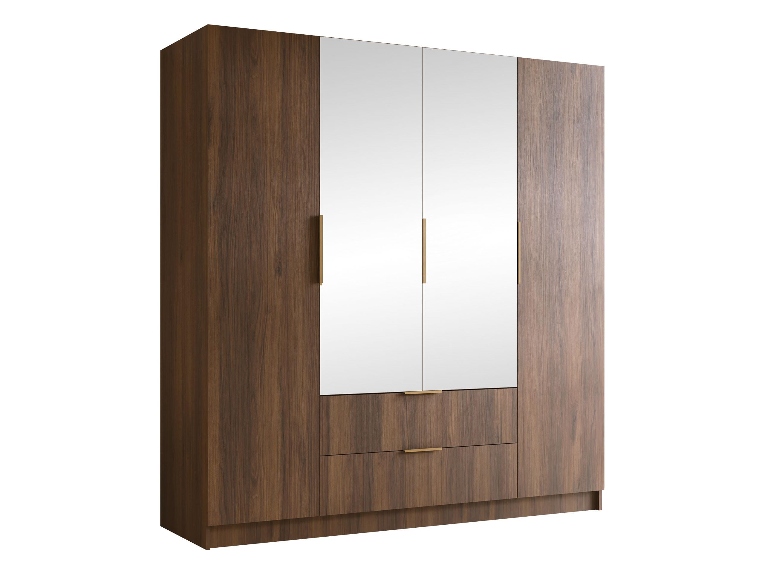 KLEIDERSCHRANK Sofia II - Goldfarben/Nussbaumfarben, Holzwerkstoff/Kunststoff (200/216/60cm) - MIRJAN24