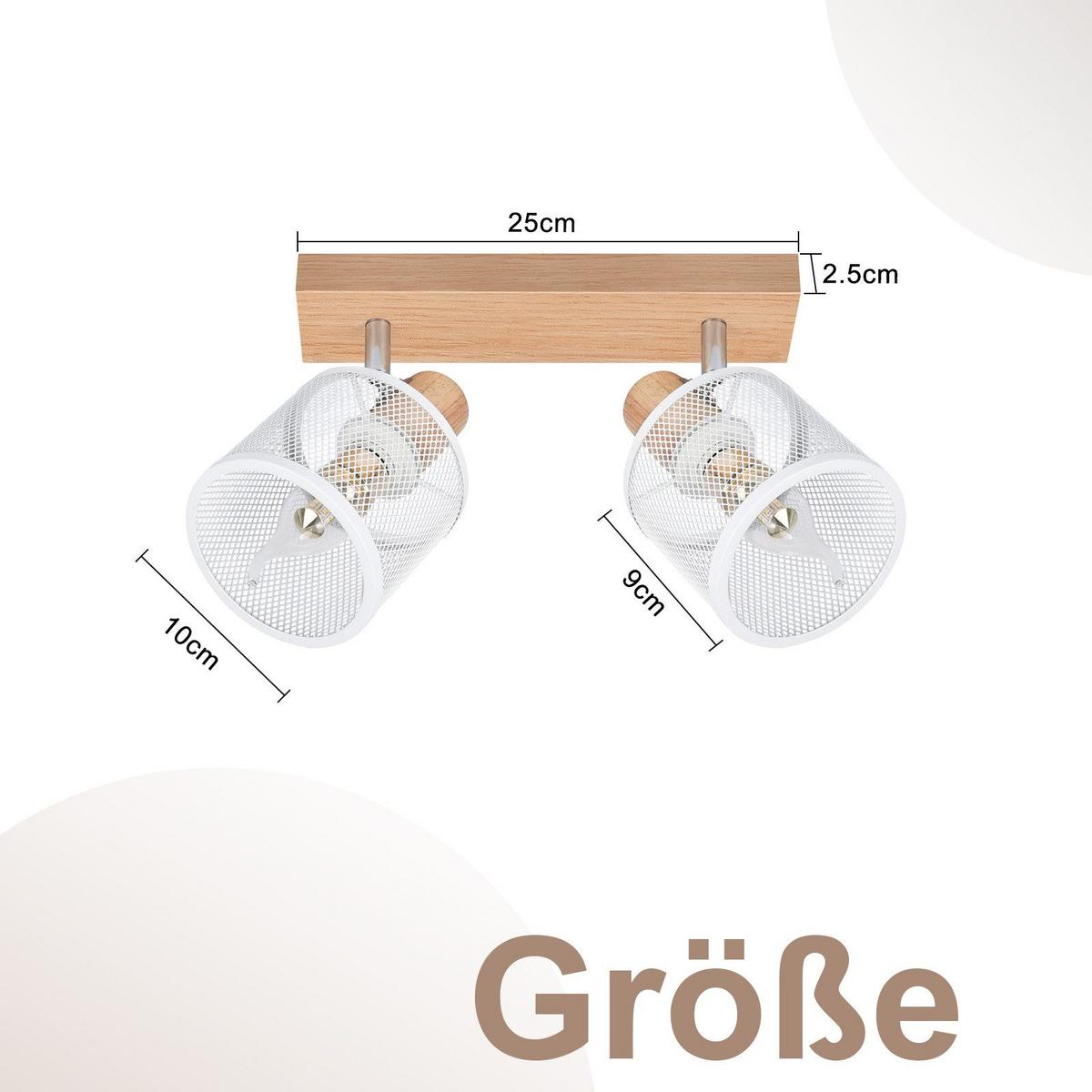 DECKENSTRAHLER Gisela 2-flammig 25/10/14 cm - Weiß, Metall (25/10/14cm) - Nettlife