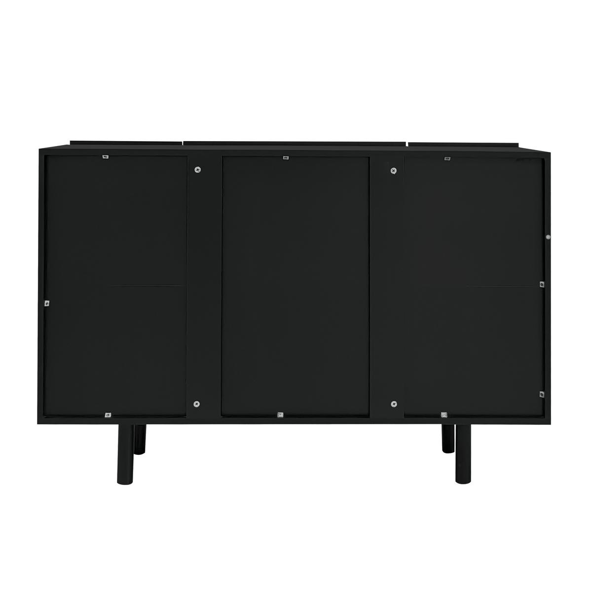 SIDEBOARD mit Metallfüßen und Rillen-Design - Schwarz, Holzwerkstoff/Metall (120/80/38cm) - Urban Meuble