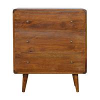 KOMMODE im Kastanien-Finish, 3-Schublades, Braun - Messingfarben/Braun, Holz/Metall (70/80/35cm) - Artisan Furniture