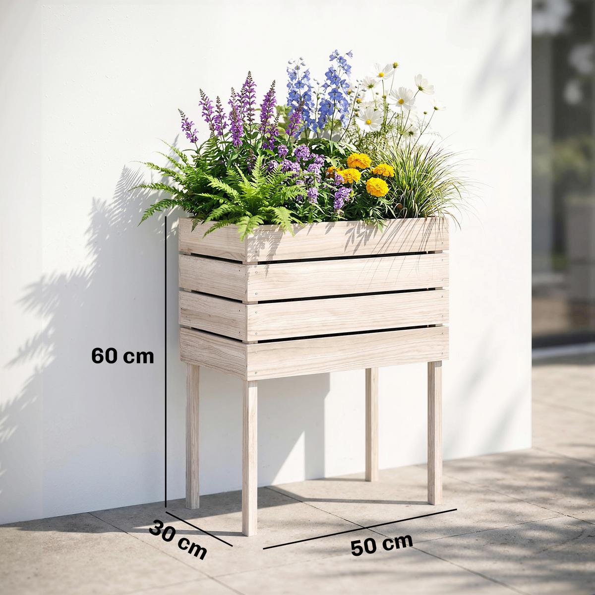 HOCHBEET Pflanzkasten aus Holz, 4 Kombinationsmodi, für Garten und Balkon, Naturholz - Fichtefarben, Holz (30/60/50cm) - Outsunny