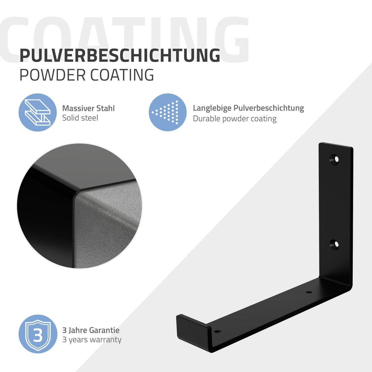 REGALHALTERUNG 2er Set - Schwarz, Metall (4/14/20cm) - ML-DESIGN