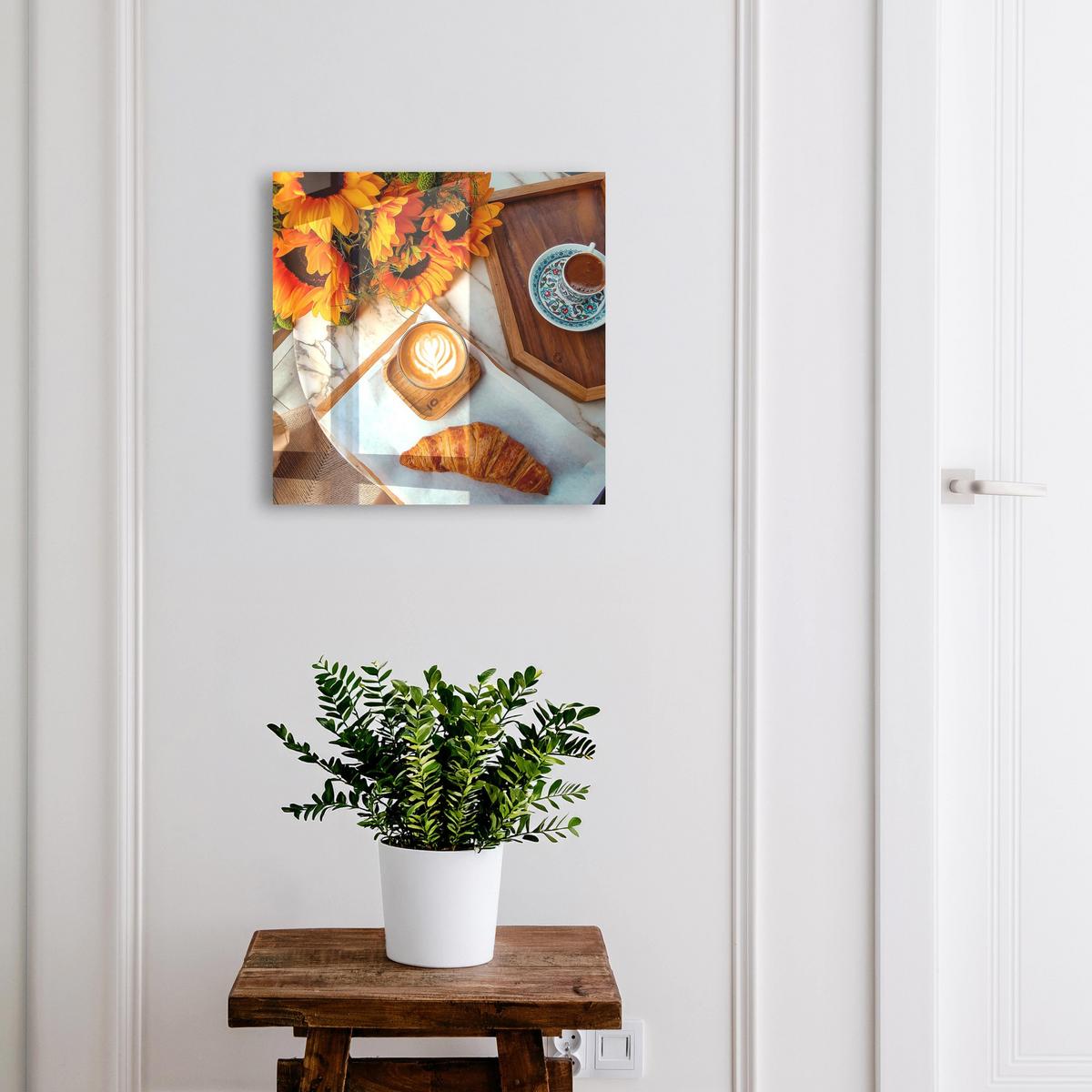SCHLÜSSELBOX Schwarz 30x30 cm- Türöffnung nach rechts - Morgenmomente - Orange, Metall (30/30/5cm) - TULUP