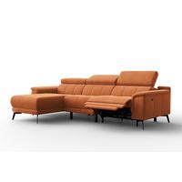 ECKSOFA FIERO 4-Sitzer LINKS, Oranger Veloursstoff - Schwarz/Orange, Holz/Textil (288/170cm) - Courtois Laville
