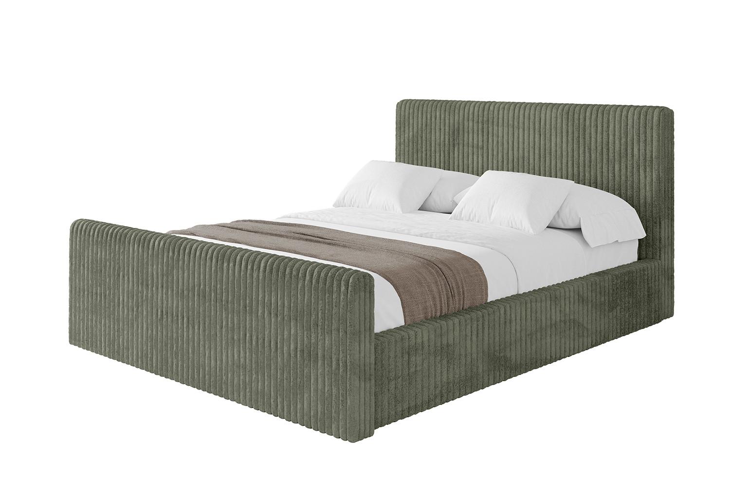 POLSTERBETT mit Bettkasten, Fußteil und Lattenrost, Boxbett ohne Matratze - ALOVA-Z-V1 120x200 Olivgrün - Olivgrün, Holzwerkstoff/Textil (120/200cm) - ALTDECOR