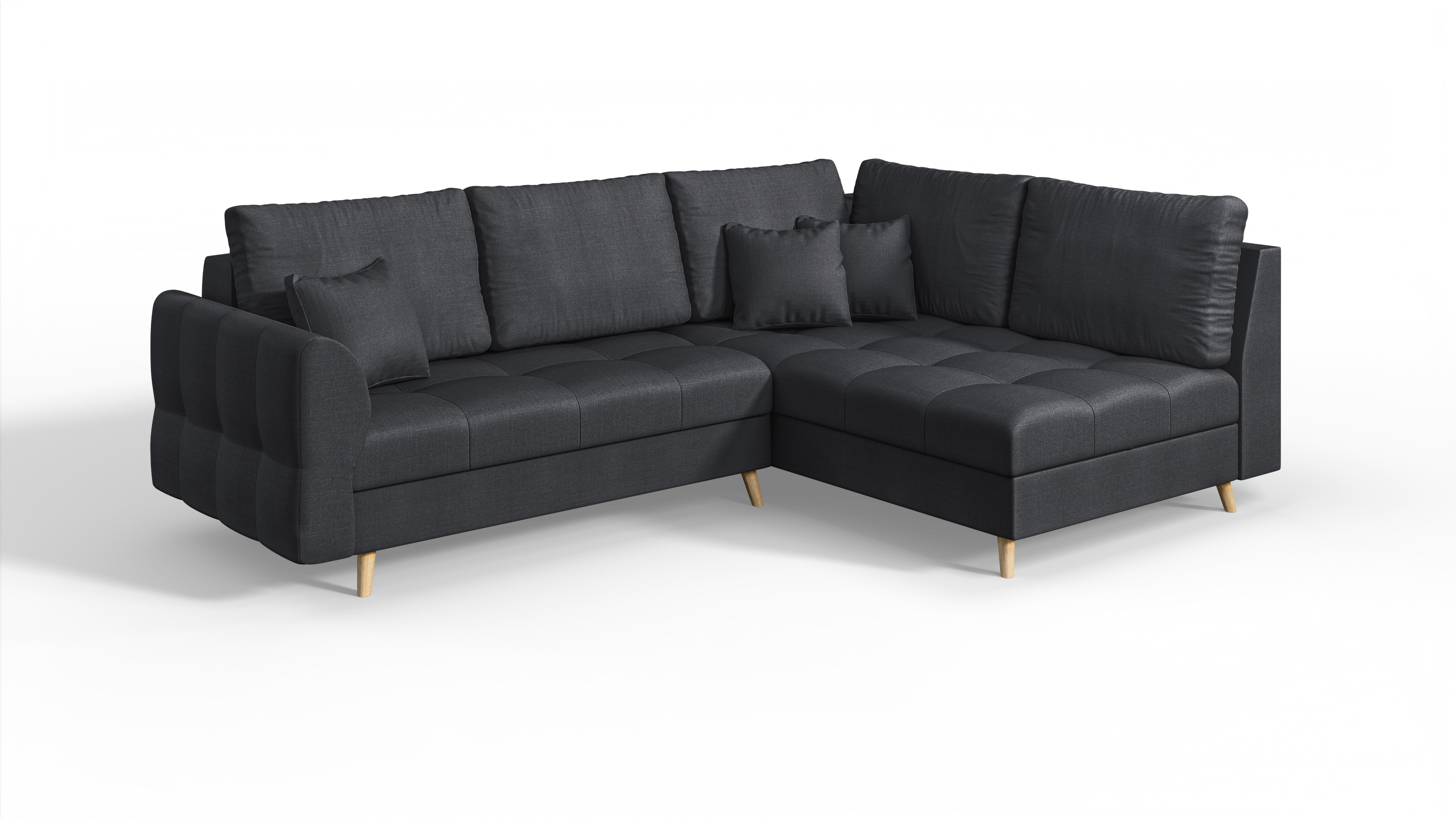 ECKSOFA Lorine Mikrofaser Anthrazit - Hellbraun/Anthrazit, Buchenholz/Textil (231/161cm) - S-Style Möbel