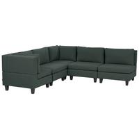 ECKFSOFA Modul 5-Sitzer rechtsseitig Dunkelgrün Stoff Unstad - Schwarz/Grün, Textil (228/228cm) - Beliani