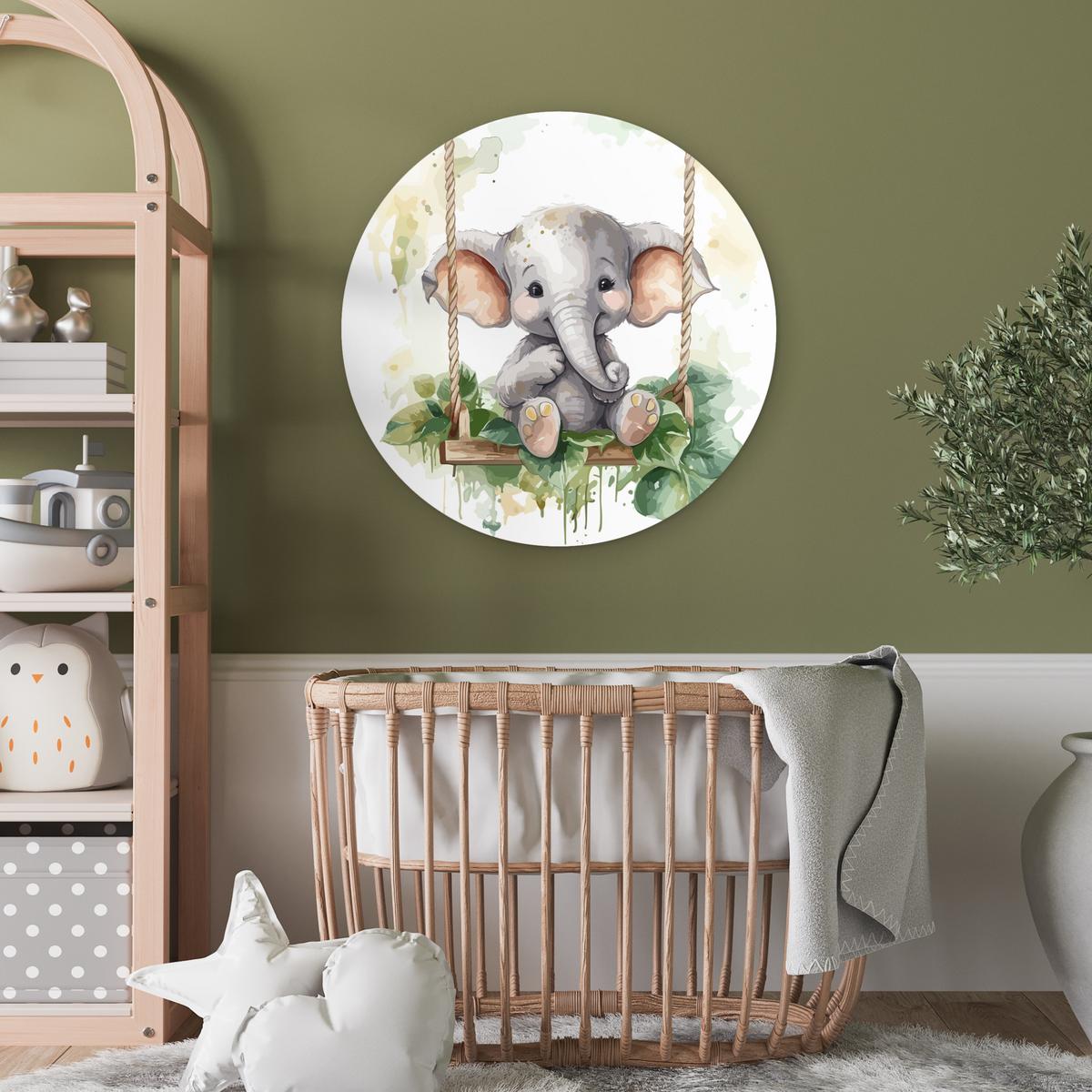 WANDBILD Elefant - Tier - Kinder - Dschungel Wanddeko Schlafzimmer 60x60 cm - Hellgrau, Kunststoff (60/60cm) - MuchoWow
