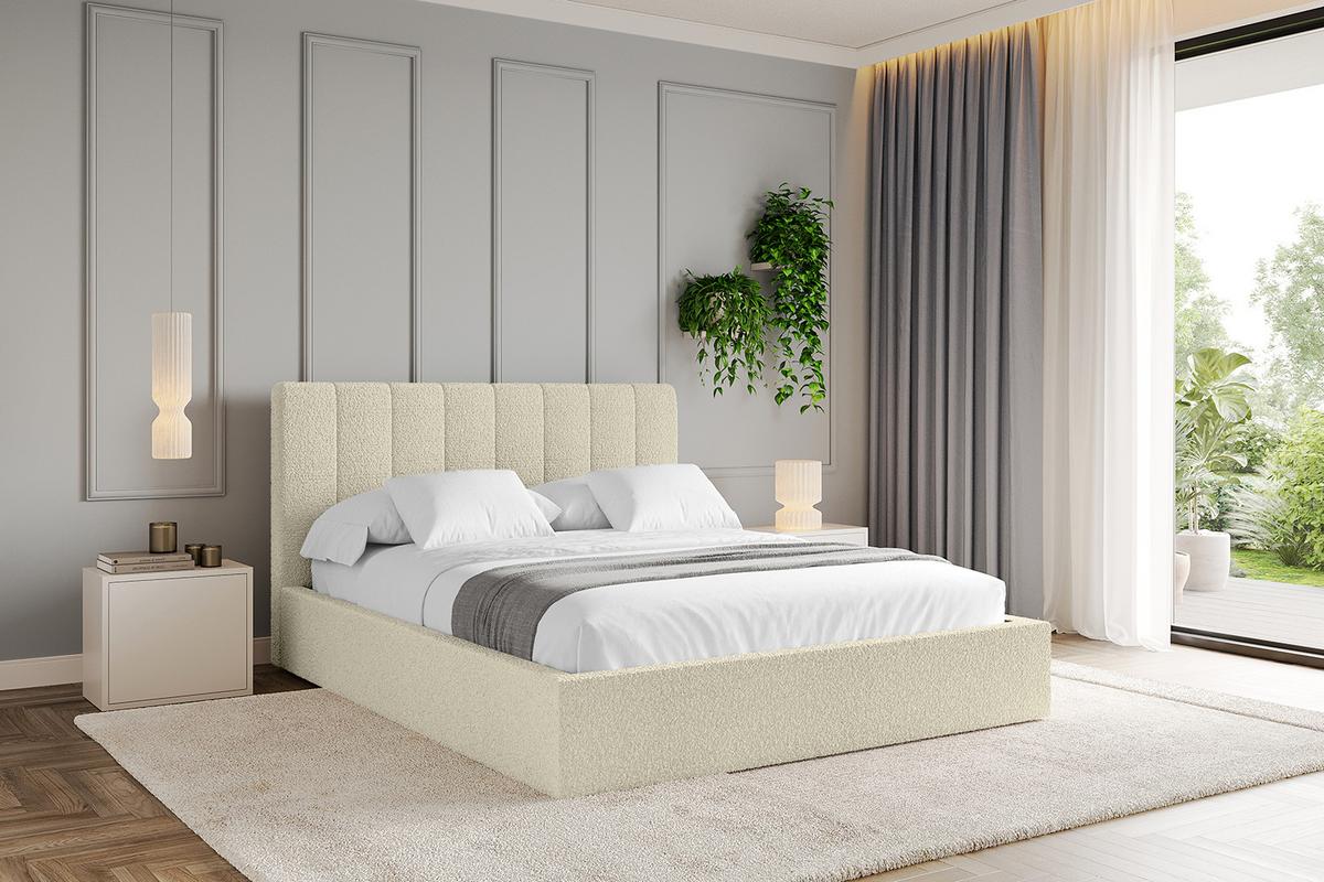 POLSTERBETT mit Bettkasten und Lattenrost, Boxbett ohne Matratze - STERA 160x200 Beige - Hellbraun, Holzwerkstoff/Textil (160/200cm) - ALTDECOR