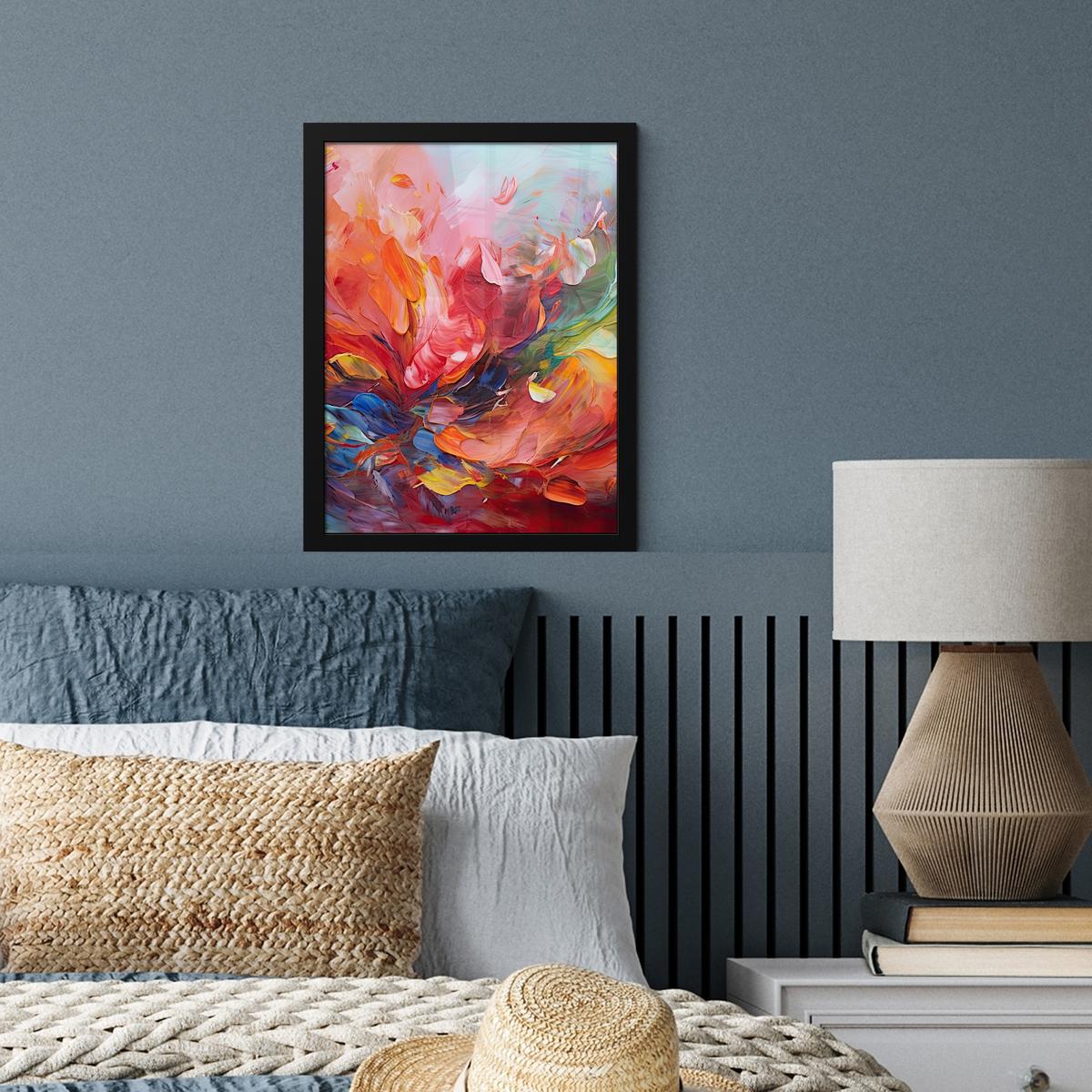 POSTER MIT RAHMEN Ölgemälde - Kunst - Abstrakt - Farbenfroh Bilderrahmen 30x40 cm - Altrosa, Papier (30/40cm) - MuchoWow