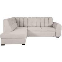 ECKSCHLAFSOFA Zoja links beige - Beige/Schwarz, Textil (261/193cm) - Beautysofa