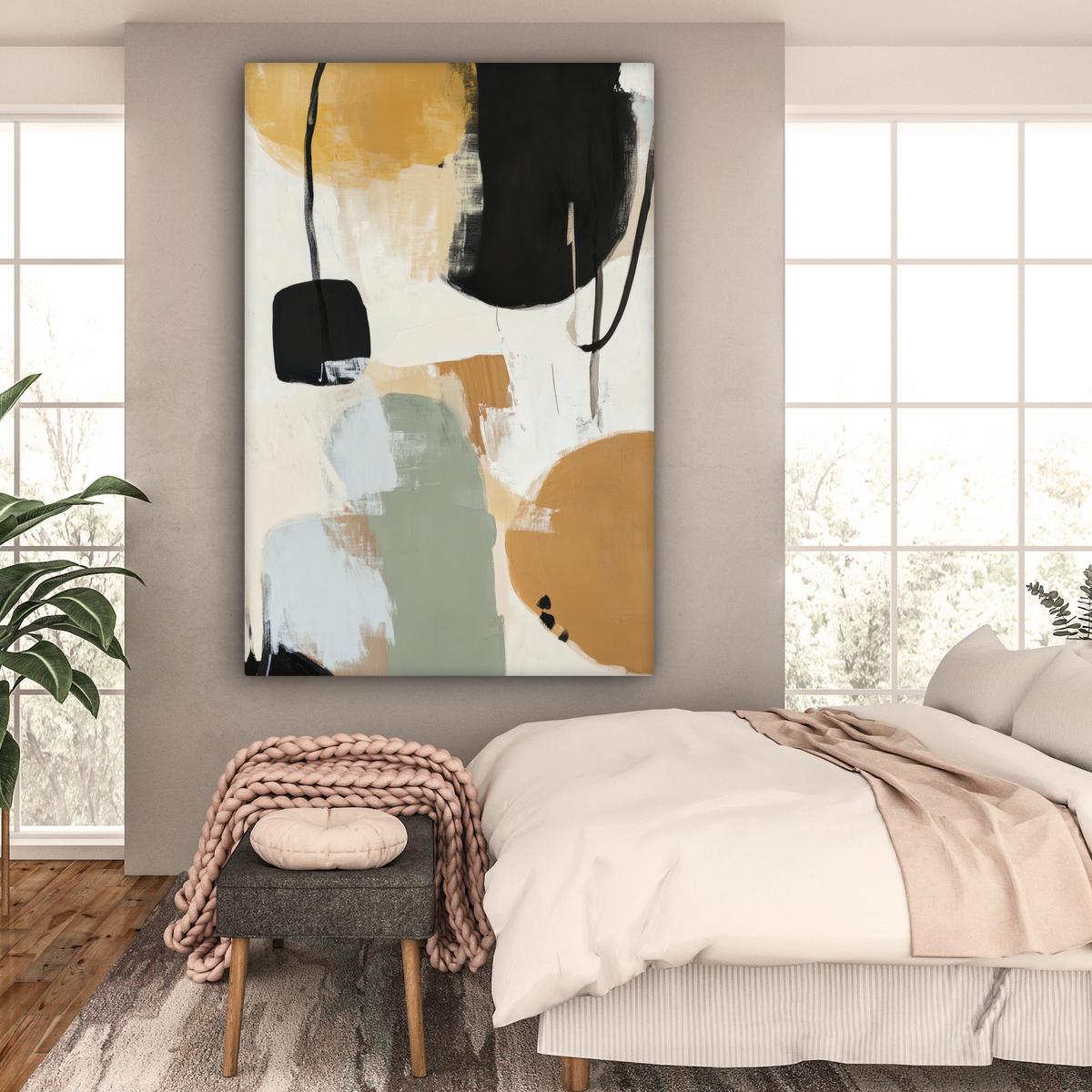 LEINWANDBILD Farbe - Abstrakt - Farben Deko Groß 90x140 cm - Currygelb, Textil (90/140cm) - MuchoWow