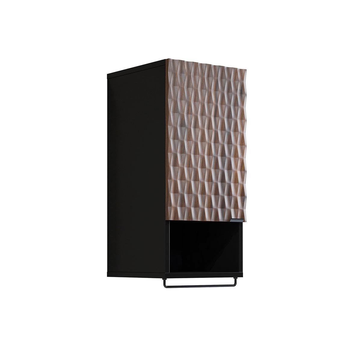 HÄNGESCHRANK 1 Tür Nevia Holz und Schwarz - Braun, Holzwerkstoff (33/81/35cm) - Petits-meubles