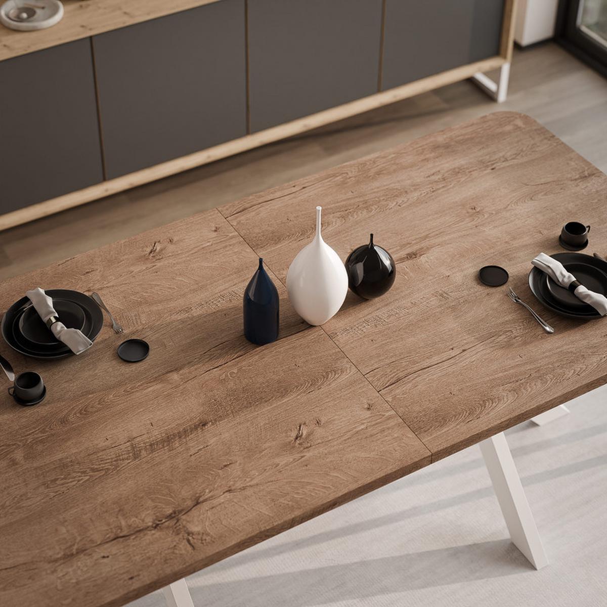 AUSZIEHTISCH DANTON 200/100/76 cm, Weiß / Lefkas-Eiche - Eiche San Remo/Weiß, Holzwerkstoff/Metall (100/200/76cm) - Idohome