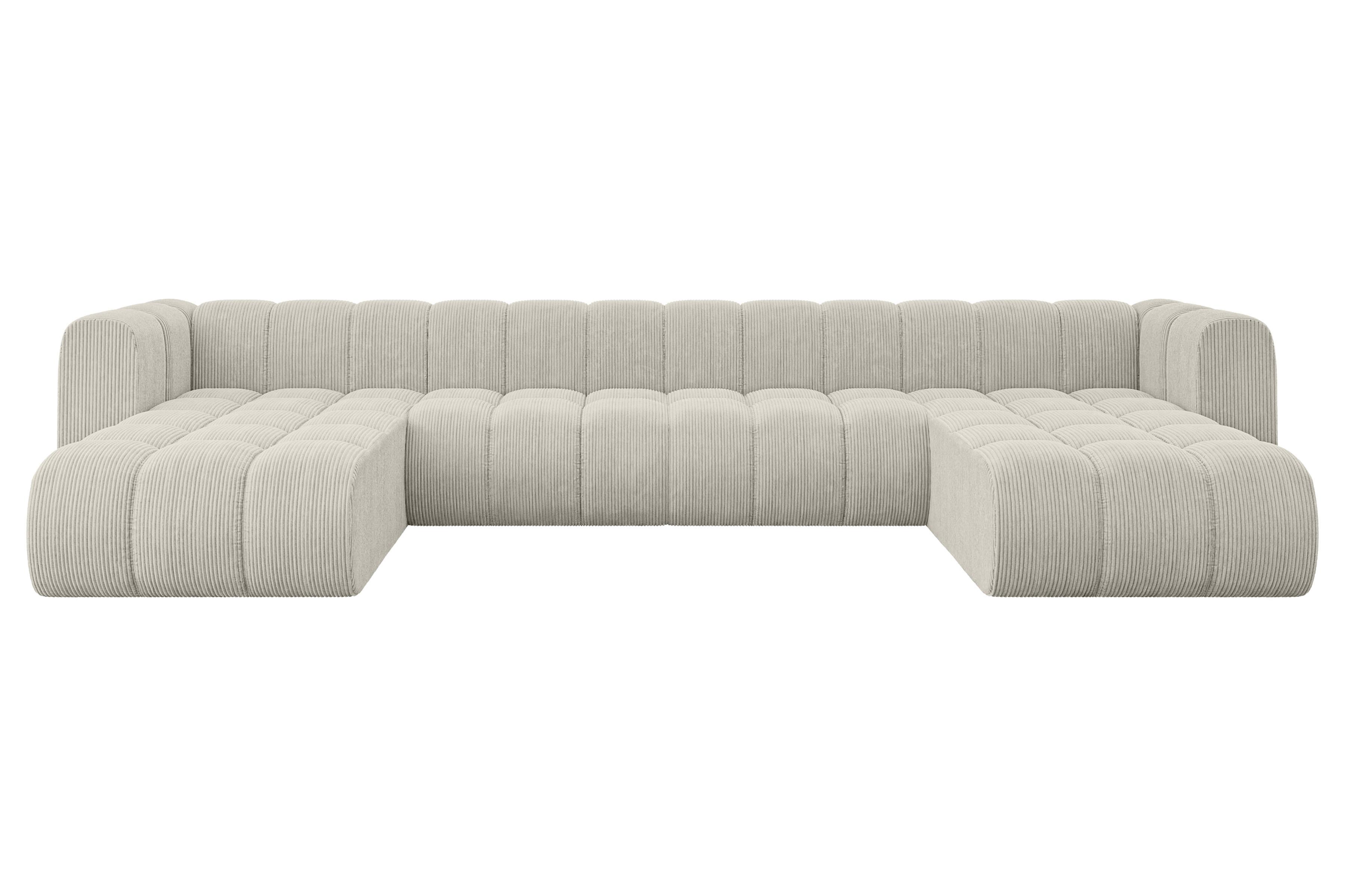WOHNLANDSCHAFT modulares Sofa Joren-U2 - 410x177x70 cm Creme - Hellgrau/Creme, Holzwerkstoff/Textil (410/70/177cm) - ALTDECOR