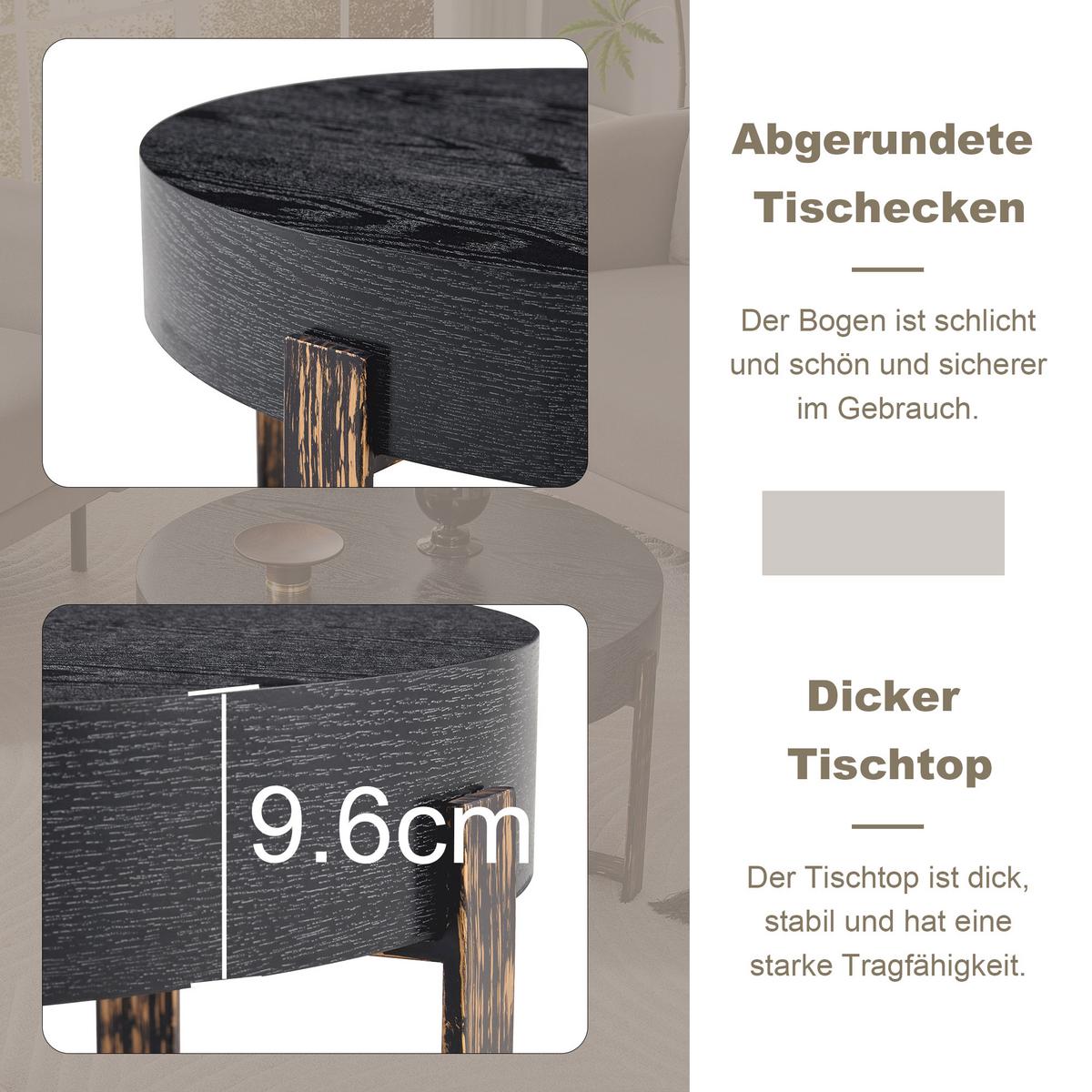 COUCHTISCH holzoptik schwarz kreuzgestell stabil - Schwarz, Holzwerkstoff (68/68/39cm) - Urban Meuble