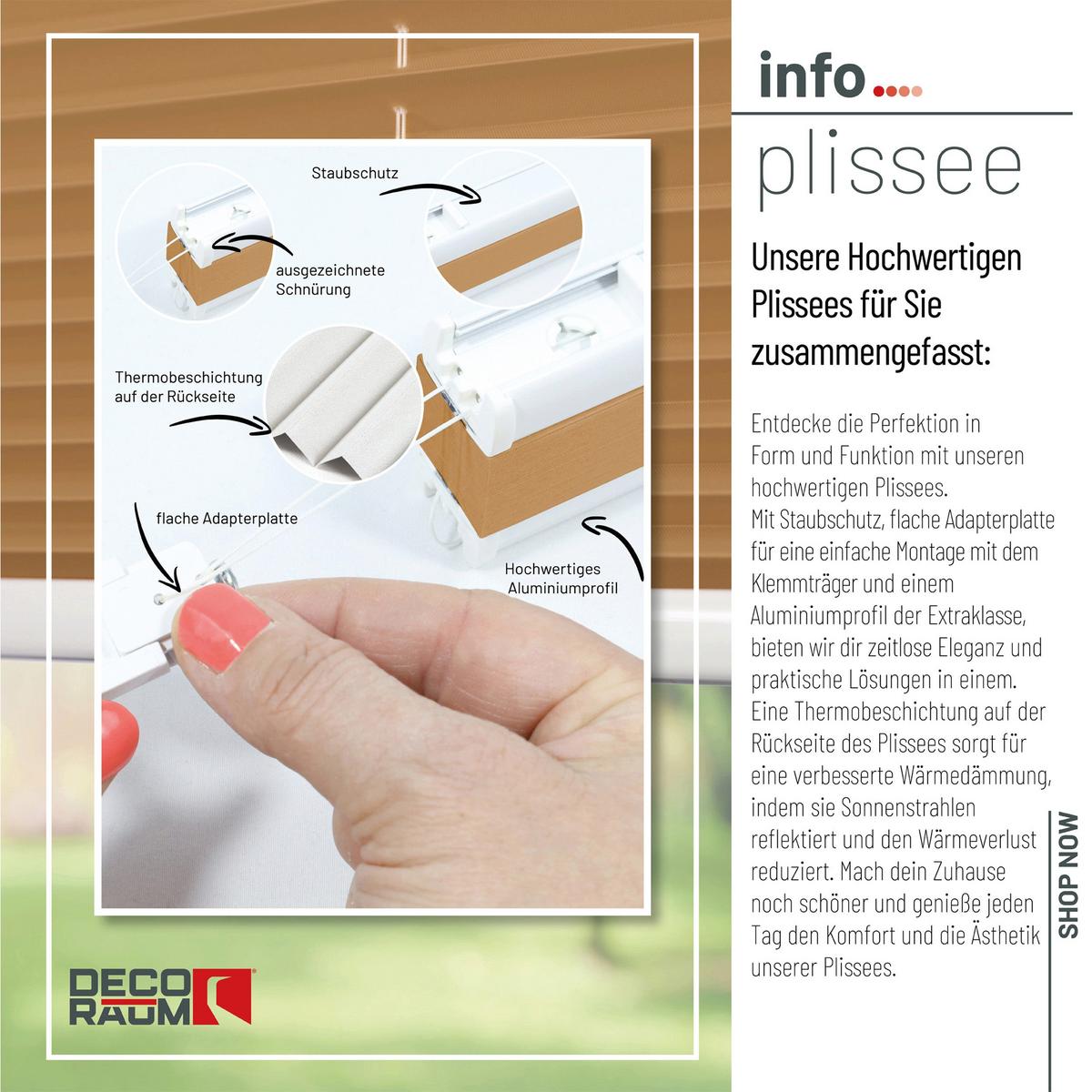 PLISSEE Thermo Basic 75 x 150cm Klemmfix ohne Bohren - Cappuccino, Textil (75/150/150cm) - Deco-Raum