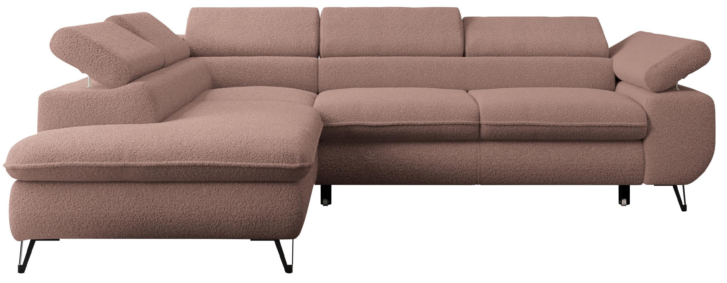 ECKSOFA PETER L Rosa Boucle - Links Seite - Schwarz/Rosa, Textil/Metall (208/273cm) - MKS