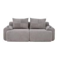 2-SITZER SOFA Modulares Mit Getränkehalter & Stauraum - Hellgrau, Textil (200/80/99cm) - Urban Meuble