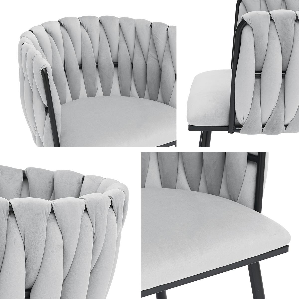 STUHL 2er-Set Muz DC-1142 (2 Stück in Samt) - Goldfarben/Grau, Textil/Metall (50/76/52cm) - MIRJAN24