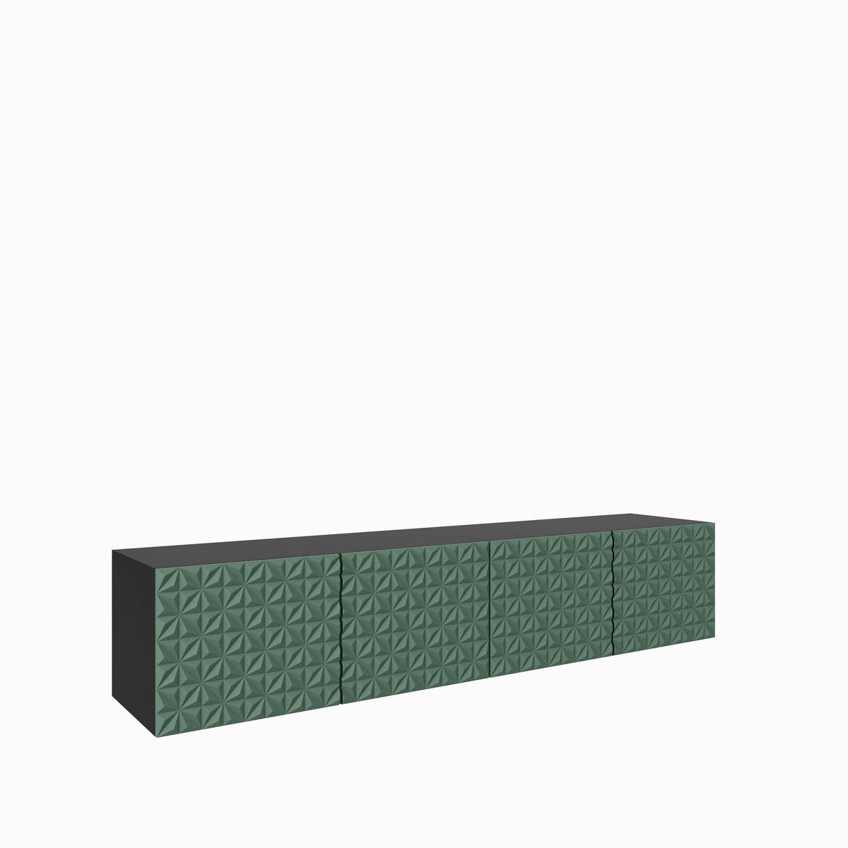 LOWBOARD ROVA 200/41/40 cm, Hängender TV-Schrank Schwarz / Grün - Schwarz/Grün, Holzwerkstoff (200/41/40cm) - MASSENO