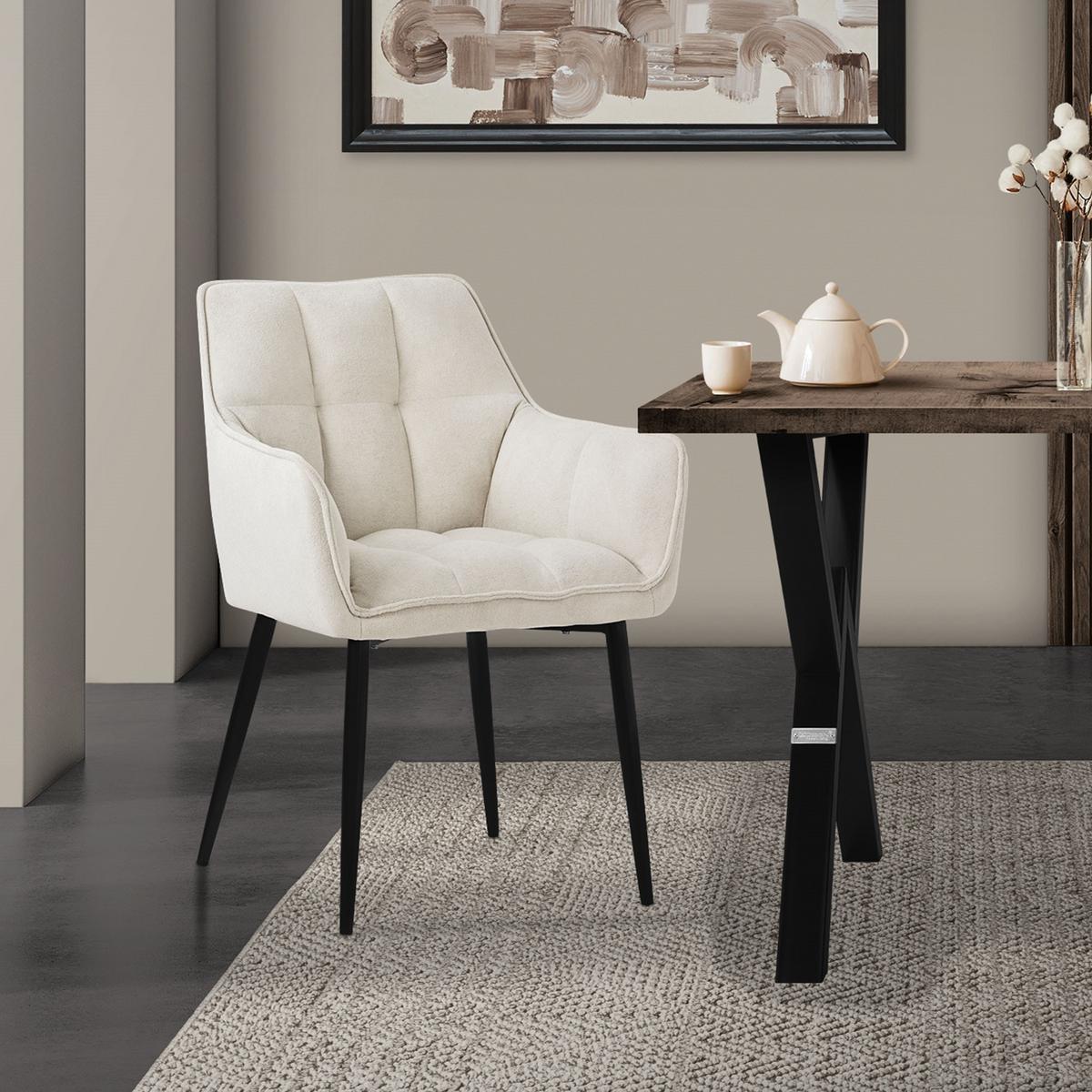 ESSZIMMERSTUHL Creme Frotteestoff - Beige/Creme, Textil/Metall (63/90/57cm) - ML-DESIGN