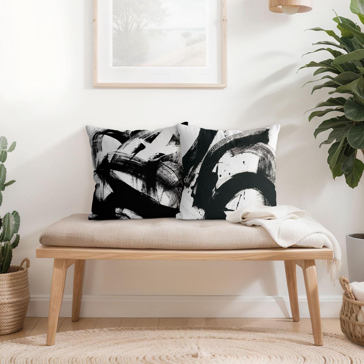 DEKOKISSEN 2er-Set Onyx in Bewegung Duo 40/40 cm - Schwarz, Textil (40/40cm) - Bilderwelten